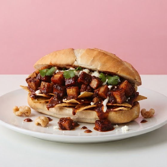 Torta de Chilaquiles de Chicharrón Morita