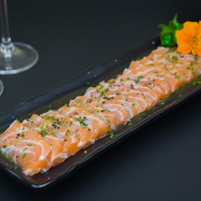 Deliciosas laminas de salmão ao molho do chefe 120g.