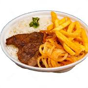 Arroz , feijão , farofa , macarrão , bisteca acebolada , fritura , legumes refogados , acompanha salada .