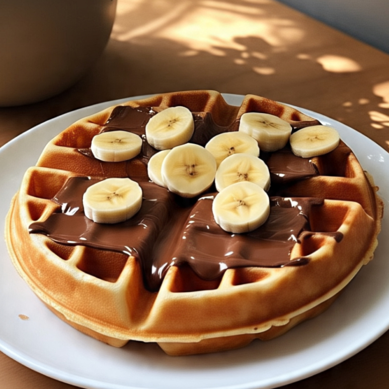 Dos Waffle Chicos NUTELLA y Platanos
