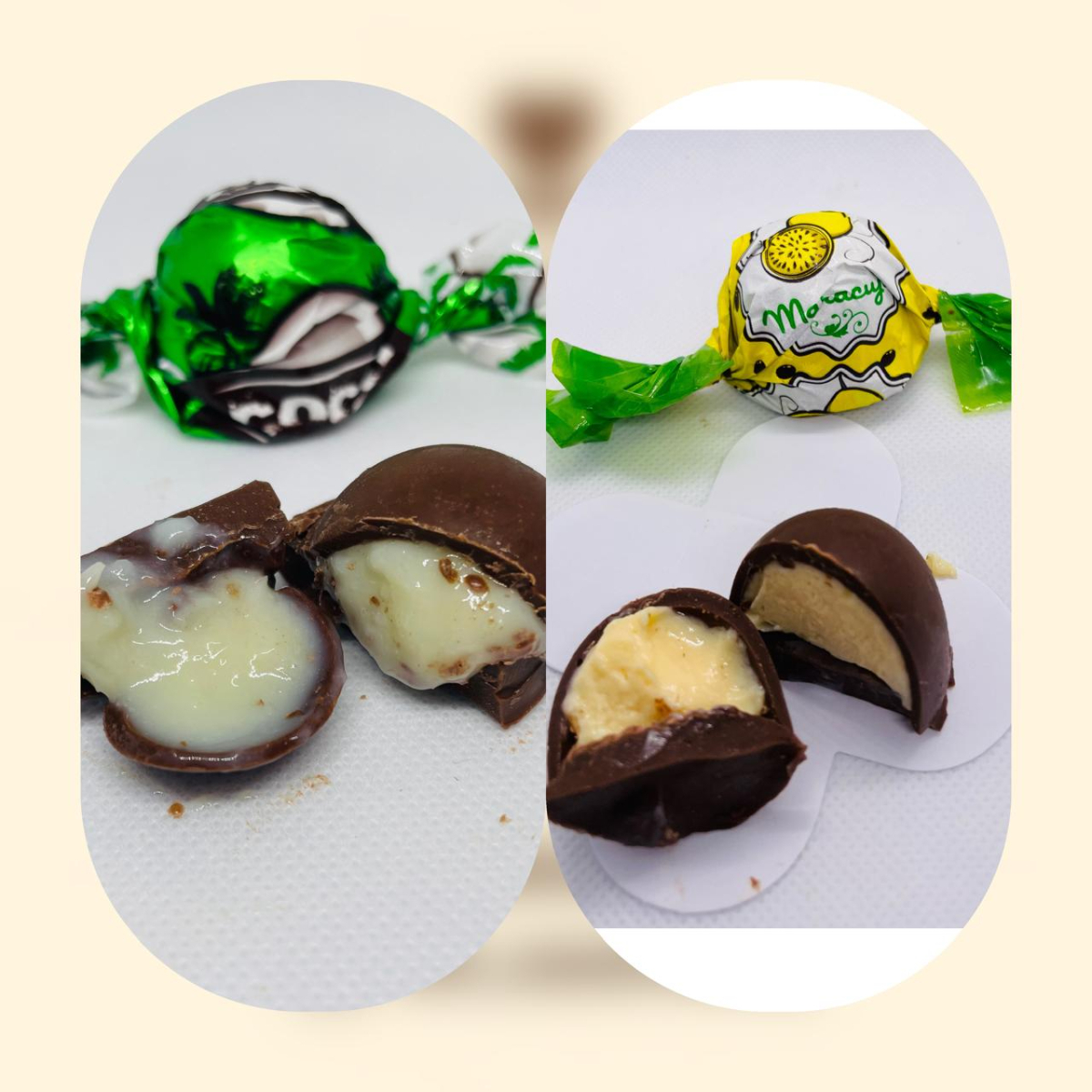 Três trufas de prestigio e duas de maracujá