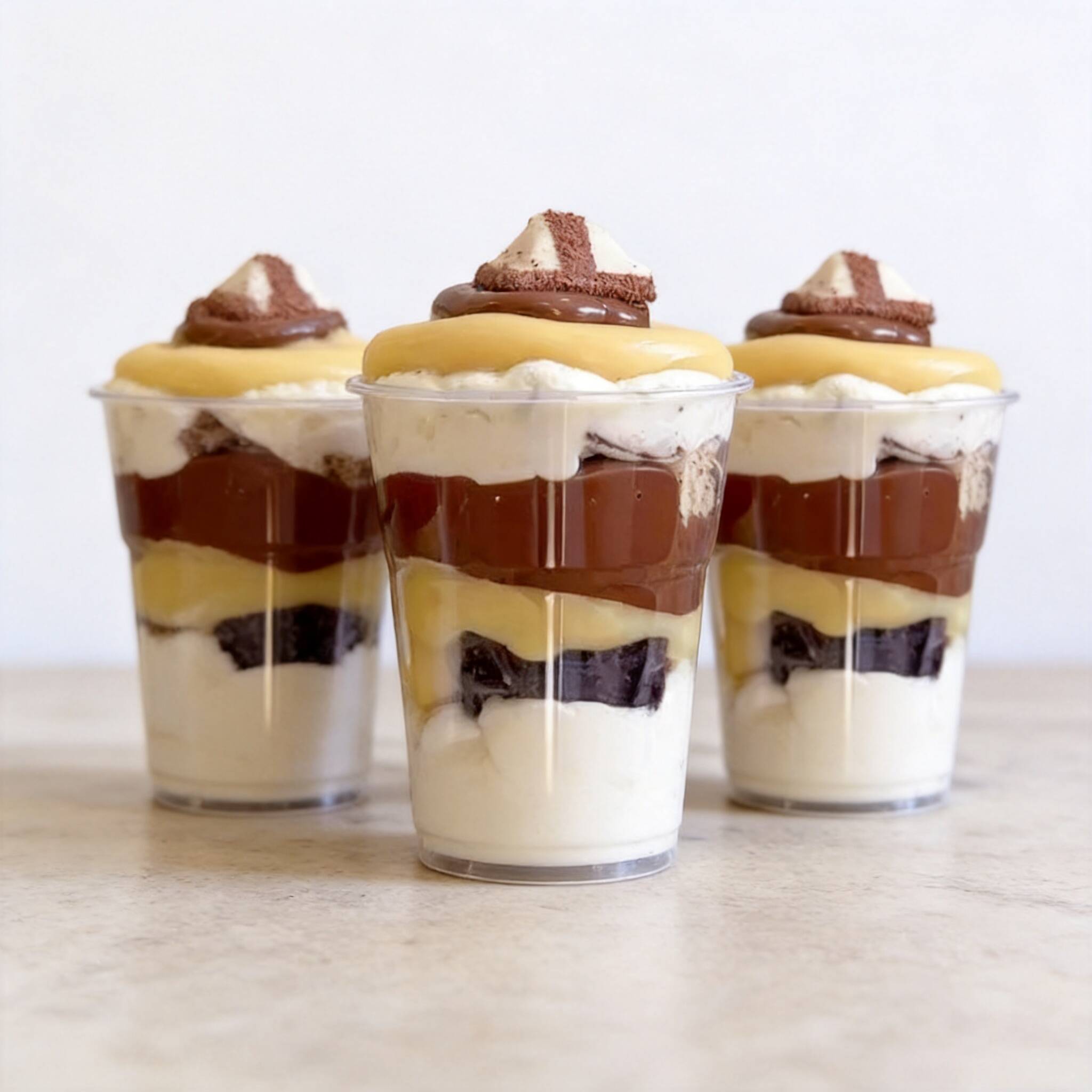 Pedaços de Brownie Macio, Chantininho, Creme de Ninho e Brigadeiro Cremoso. Finalizado com Nutella e Bombom Kinder