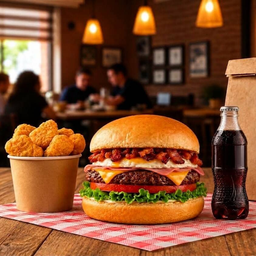 X-Tudo, Nuggets P, Coca Cola 200ml