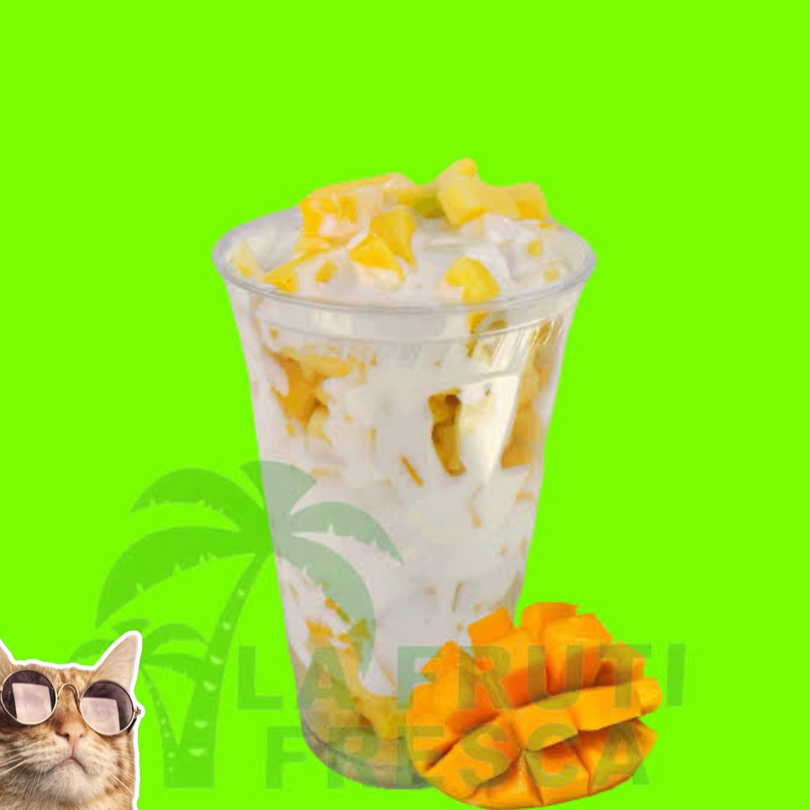 Vaso de Mango con Crema Preparada y Lechera