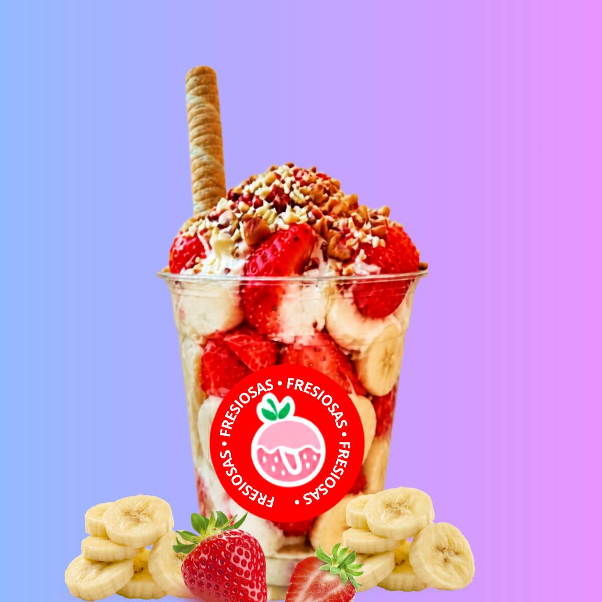 Fresas y Platános con Crema 16 oz