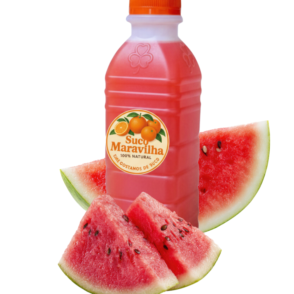 Suco de melancia natural + Açúcar +Água + Gelo