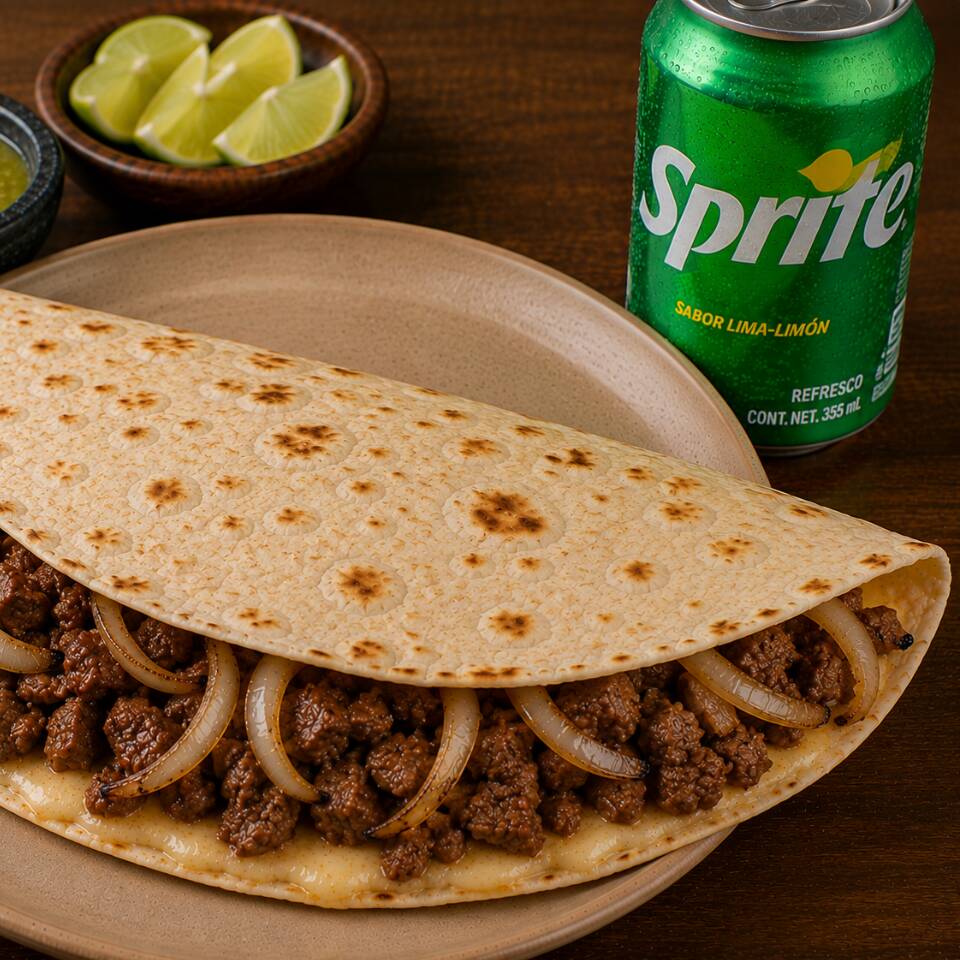 QUESADILLOTA BISTEC 🌮 + REFRESCOS 🔥