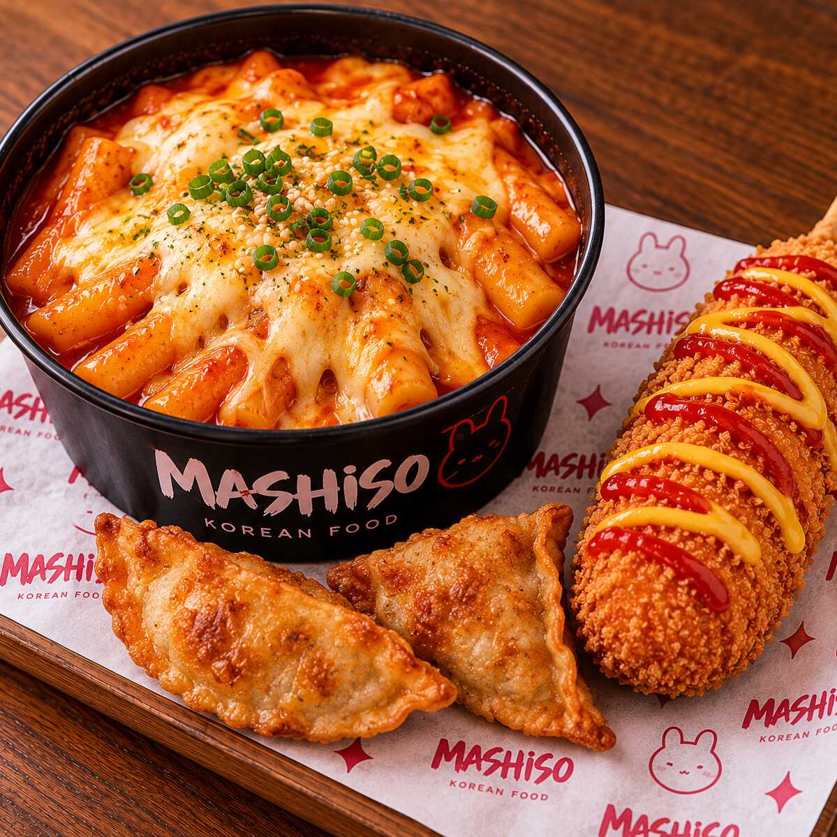Cheese Topokki + Mandu (2 unid.) + Hotdog Clássico; 1 Photocard incluso, diga nas observações alguns de seus bias, vamos enviar o que estiver disponivel.