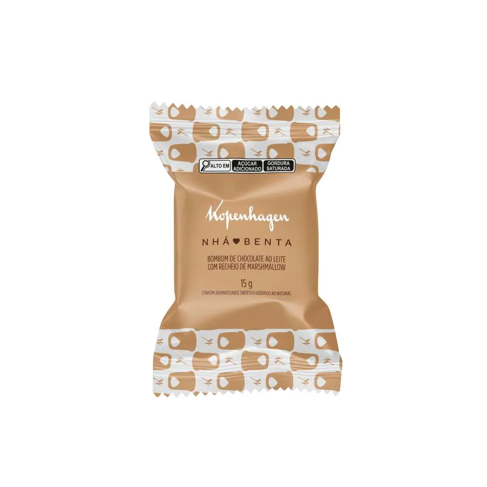 Um dos clássicos favoritos Kopenhagen na versão bombom! É o Bombom Nhá Benta, feito com o tradicional Marshmallow Clássico e coberto com chocolate ao leite. Todo o sabor e cremosidade que você já conhece para apreciar a cada mordida. Experimente! Imagem meramente ilustrativa. Envio de acordo com a disponibilidade em estoque, podendo ter variações de arte, porém sem alteração no peso do produto.
