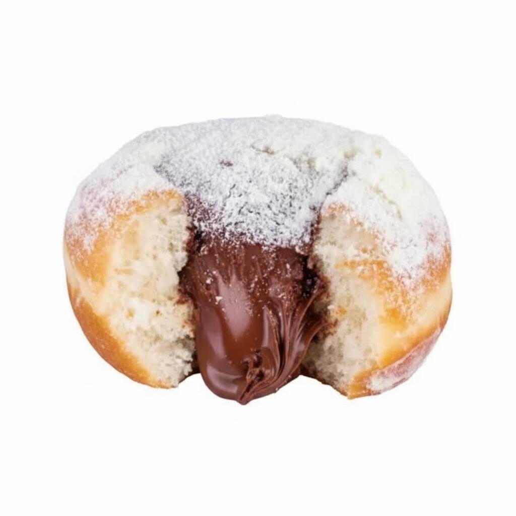 Donuts Bomb de Nutella extremamente recheado de Nutella Original cremosa, empanado em leite Ninho. Explosão de sabor para quem ama combinações doces. Peça já!