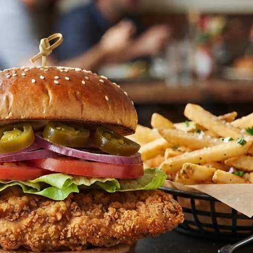 Hamburguesa de Pollo Empanizado