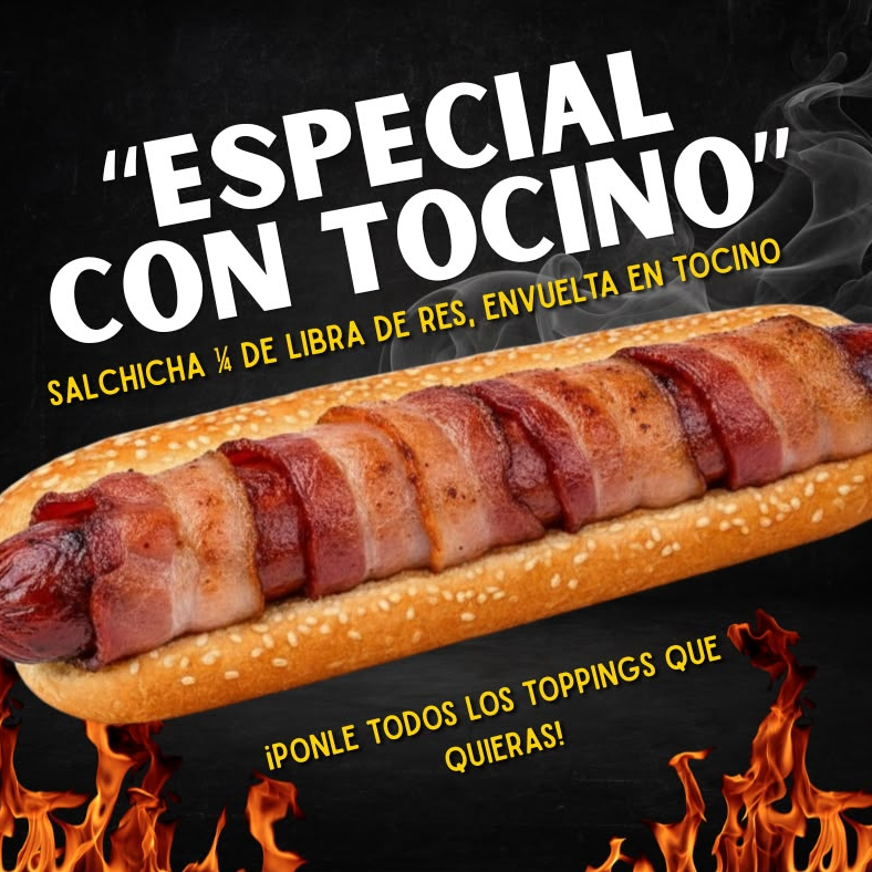 Hot Dog Especial con Tocino