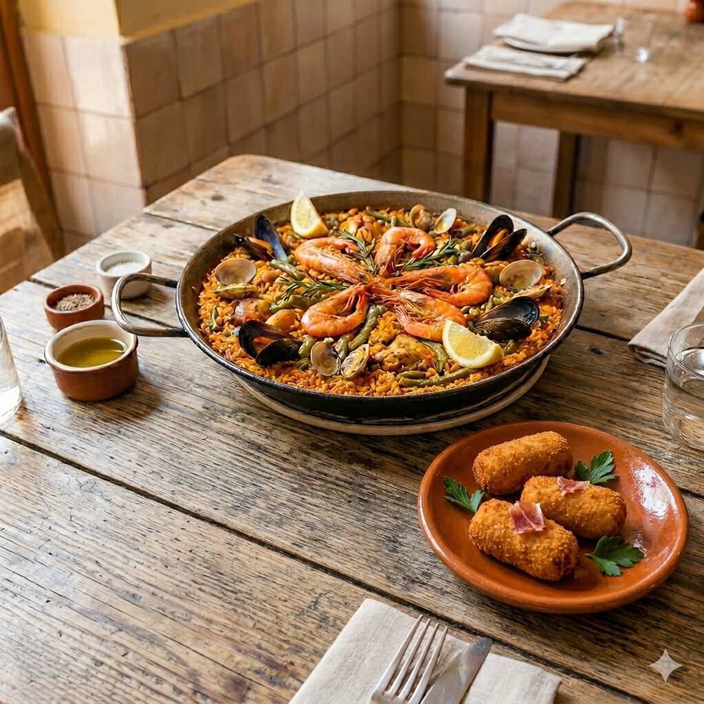 Combo Paella Individual + 3 Croquetas De Jamón