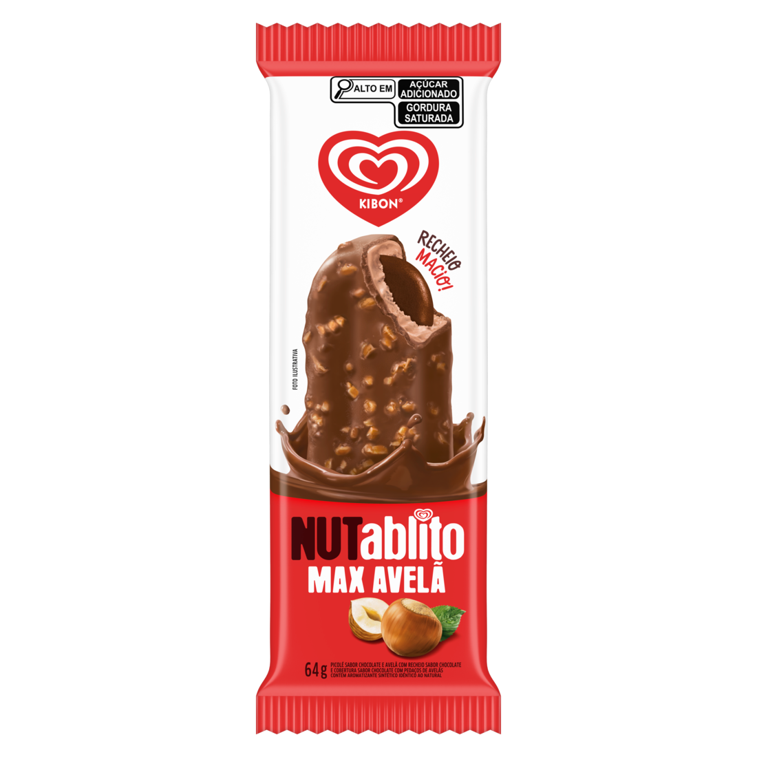 O seu clássico Tablito, na versão Max Avelã!!! O Nutablito é a evolução do Tablito, é um picolé de sabor chocolate com avelã com cobertura sabor chocolate, inclusões de avelã e recheio macio sabor chocolate que “marca o dente”. Experiência surpreendente do início ao fim.