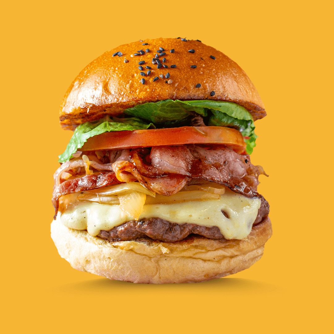 Hamburguesa Tocineta+mozzarella+papas