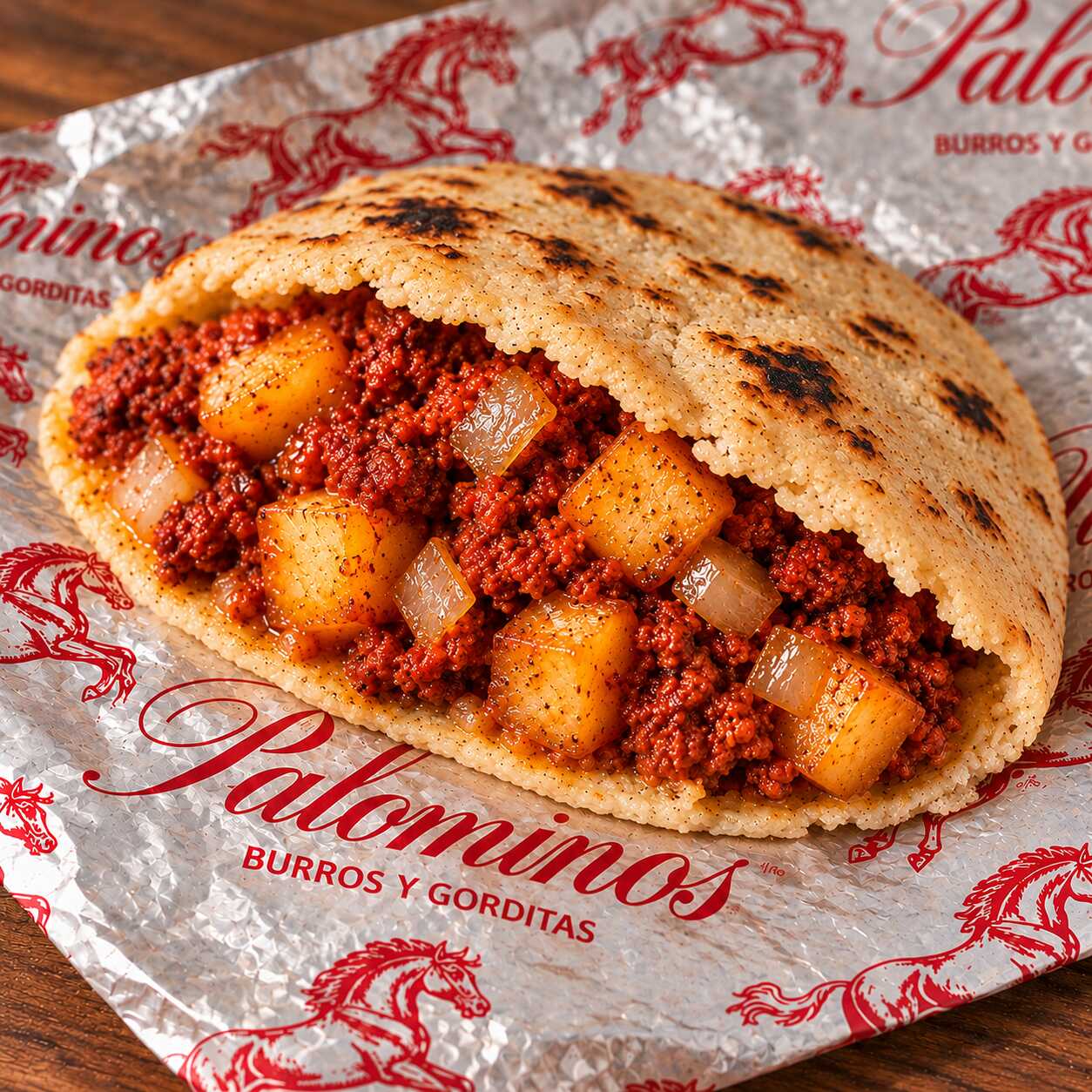 GORDITA DE PAPA CON CHORIZO