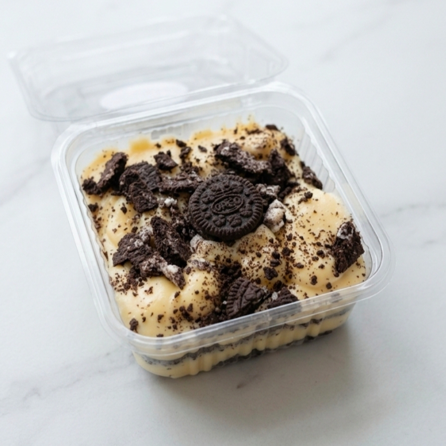 Creme ninho com chocolate branco, recheado com óreos e ninho