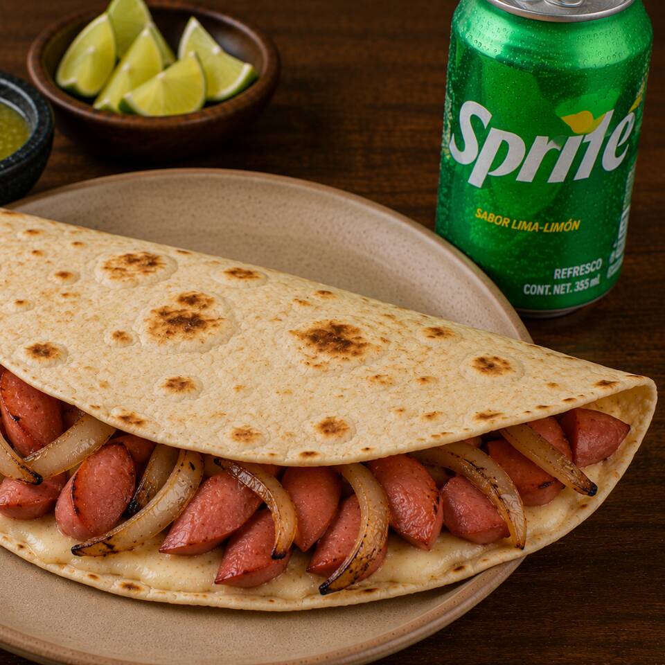 QUESADILLOTA DE SALCHICHA 🌭 + REFRESCO 🔥