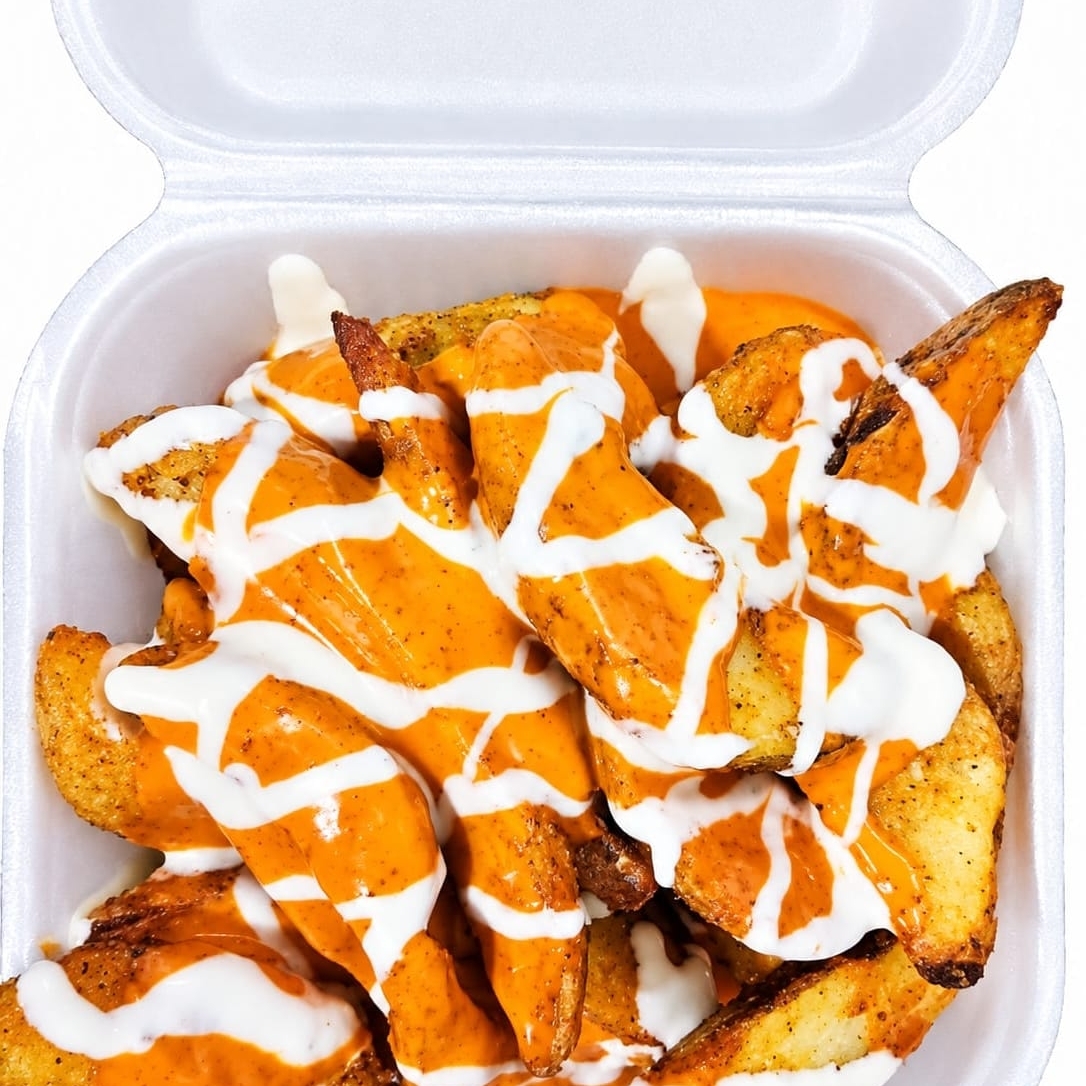 Papas en Gajo con Buffalo y Ranch