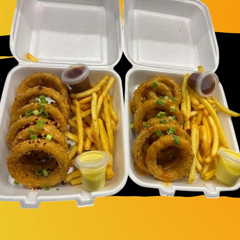 14 aros cebolla con orden de papas francesa