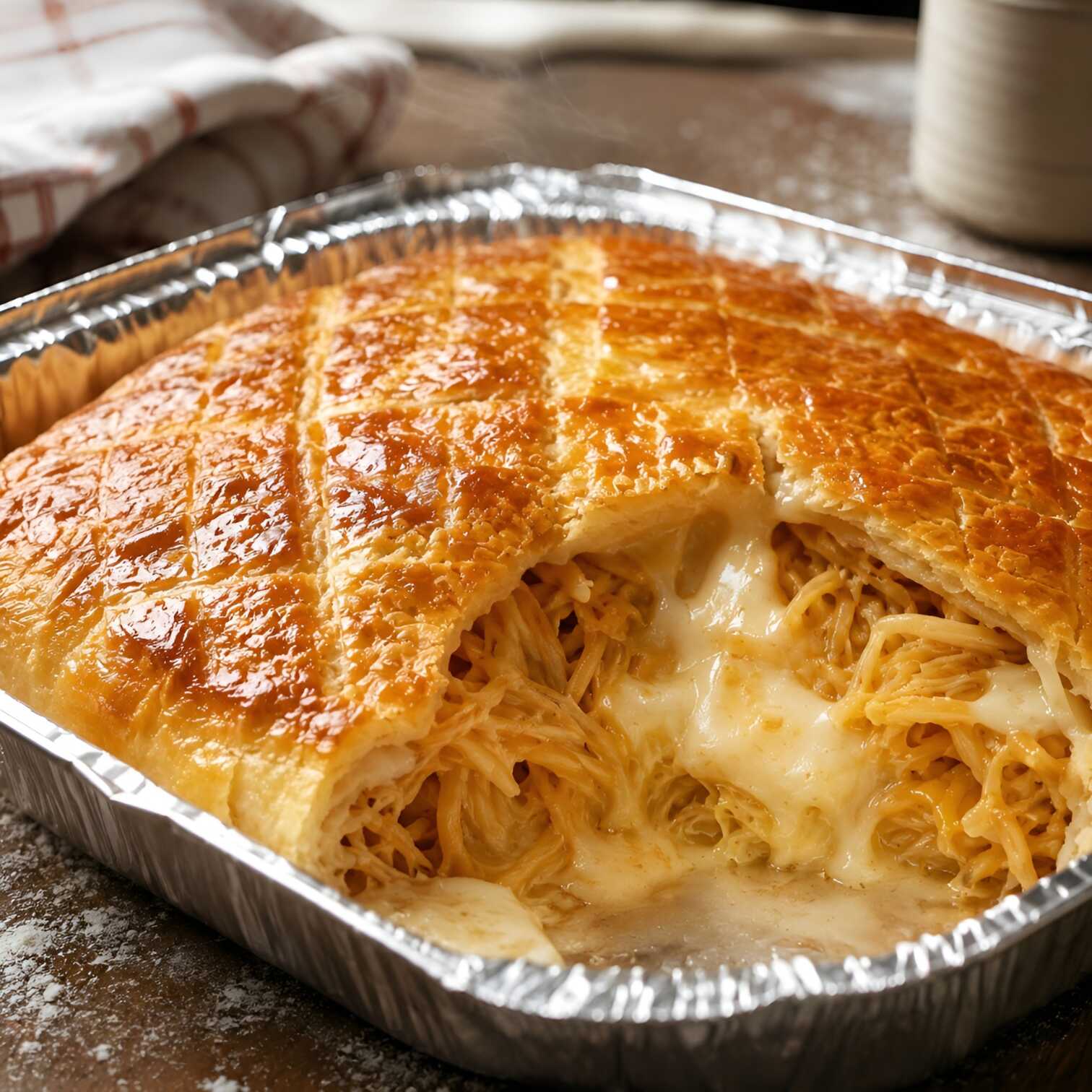 500g. Massa dourada e crocante, recheio super cremoso e suculento com milho e azeitona, feito com ingredientes fresquinhos e aquele sabor caseiro que reúne todo mundo à mesa. Tamanho grande, perfeito pra compartilhar. Lanche salgado de empadão artesanal de frango caseiro de massa crocante e brasileiro. Se felicidade tivesse cheiro… já tava na sua porta! Melhor pedir logo. Serve 2 pessoas