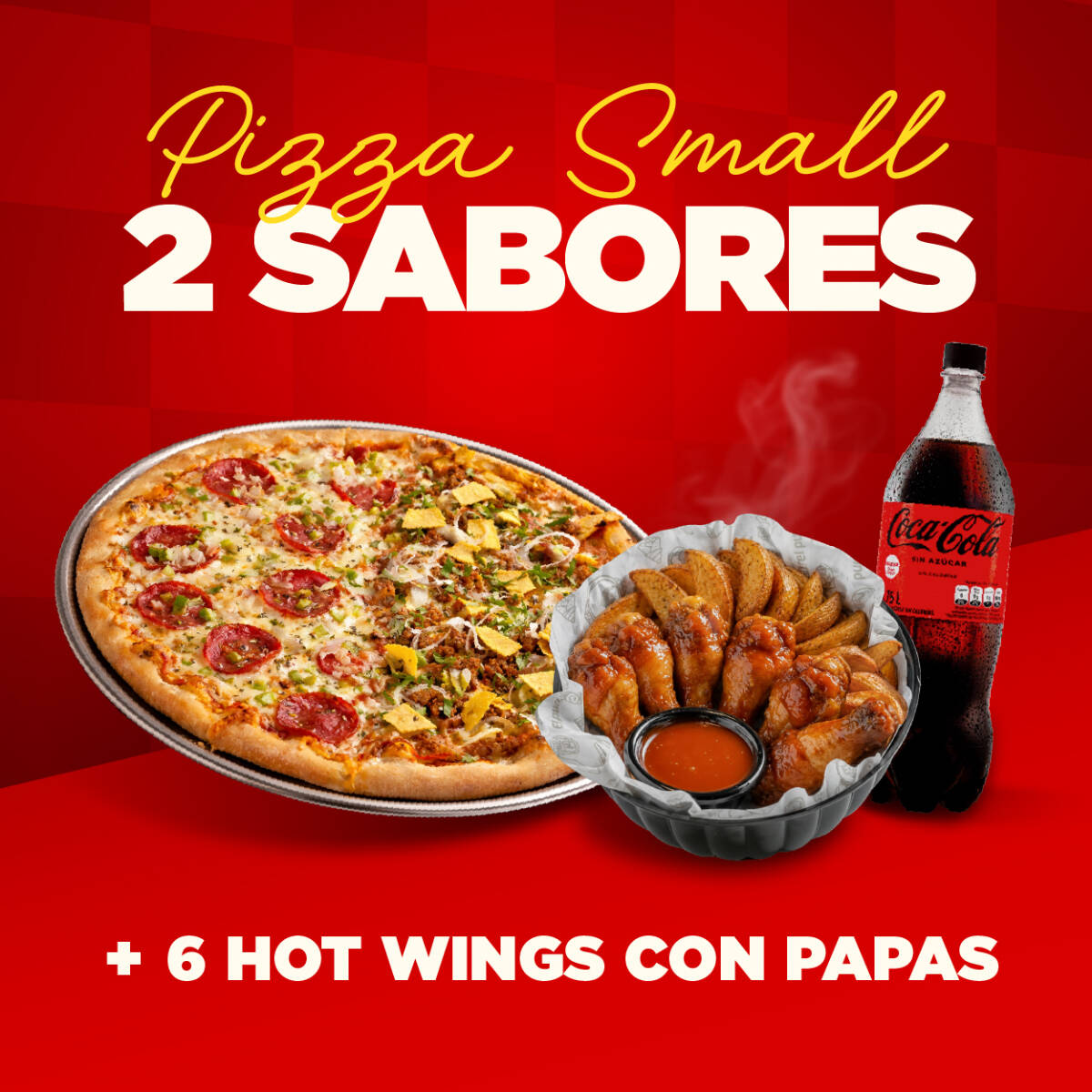 Pizza Small 2 Sabores + Hot Wings