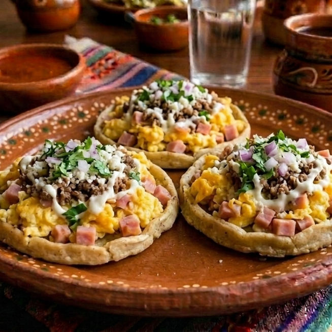3 sopecitos de huevo con jamon