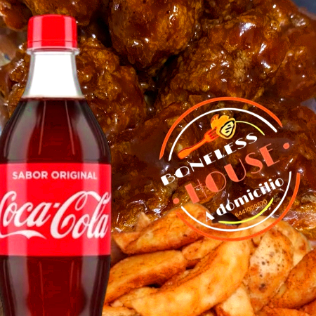Boneless BBQ, Papas Sazonadas y Coca Cola 600 Ml