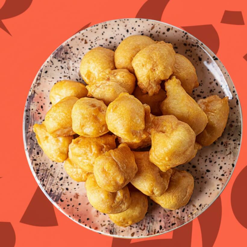 São 2 opções de Porção: Frango Empanado e Frango Crispy.