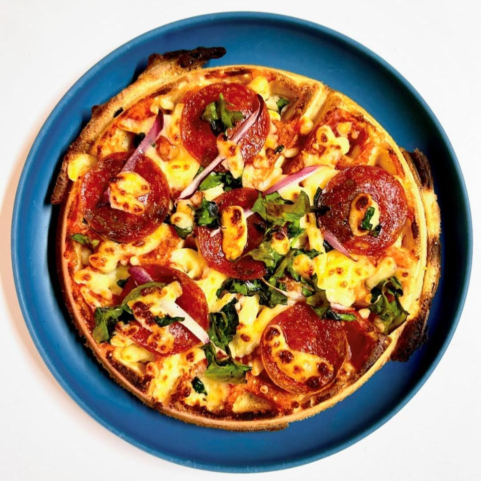 Waffle-pizza Champiñones