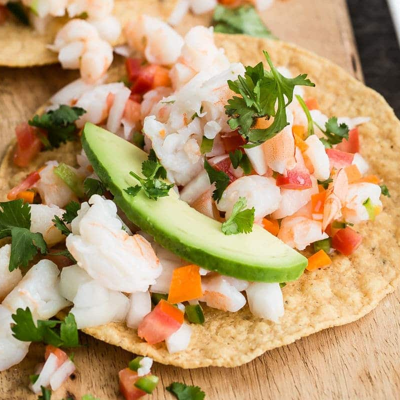Tostada de Ceviche de Camaron