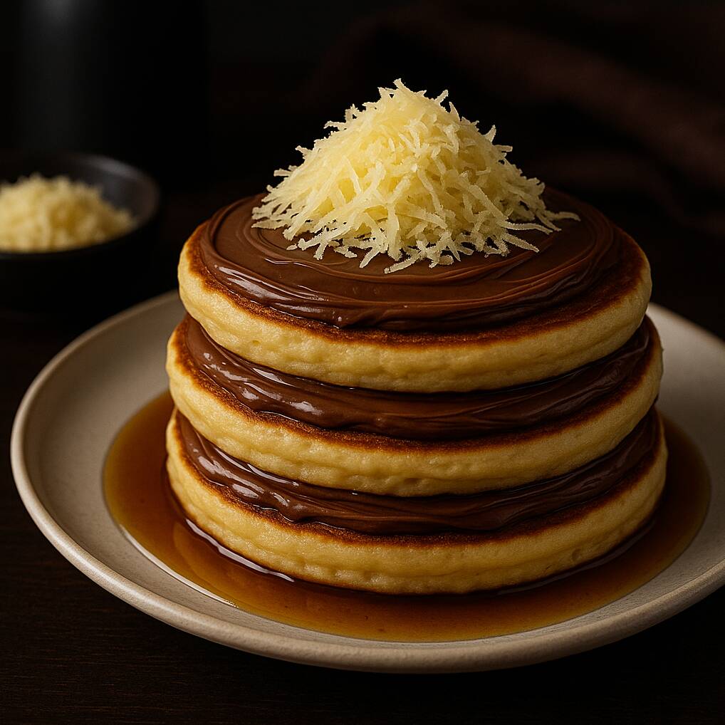 Hot Cakes Con Queso De Bola Y NUTELLA