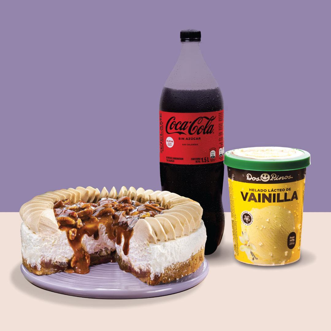 Paq.Fiest Cheesecake Pecanas+Coca+Helado