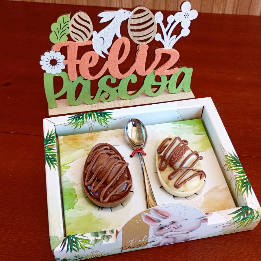 Se um já é bom, dois é ainda melhor, aproveite esse combo com 2 ovos preparados com casca de chocolate nobre deliciosamente recheado com brigadeiro gourmet ao leite e brigadeiro de ninho cremoso, decorado com Kinder Bueno e Nutella.