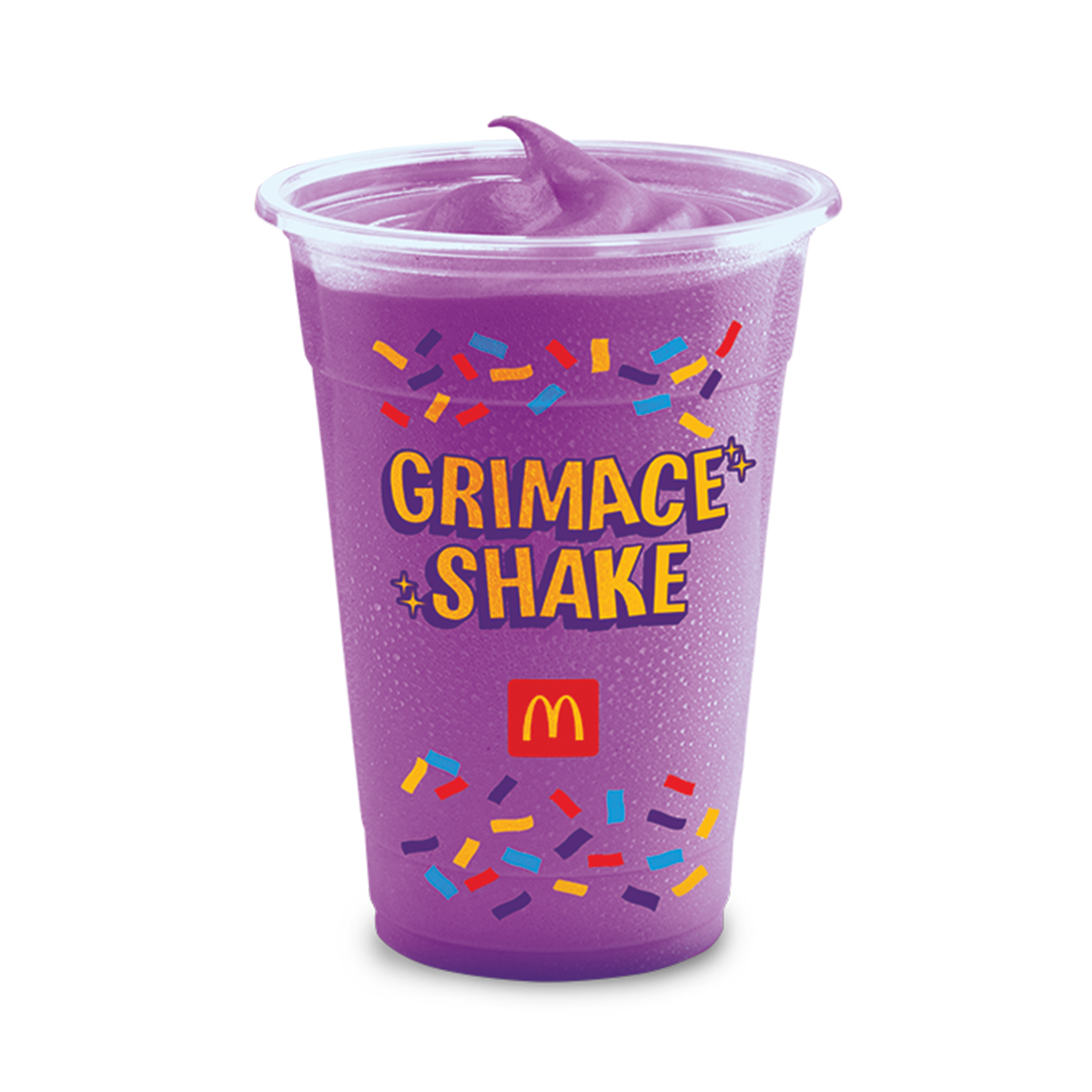 O Shake Grimace Shake é feito com bebida láctea sabor baunilha , calda sabor frutas roxas e leite.