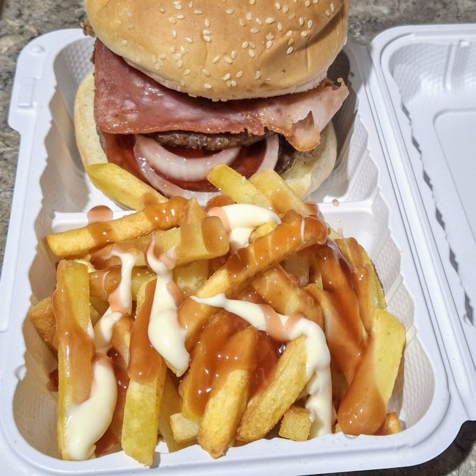 1 hamburguesa papas fritas