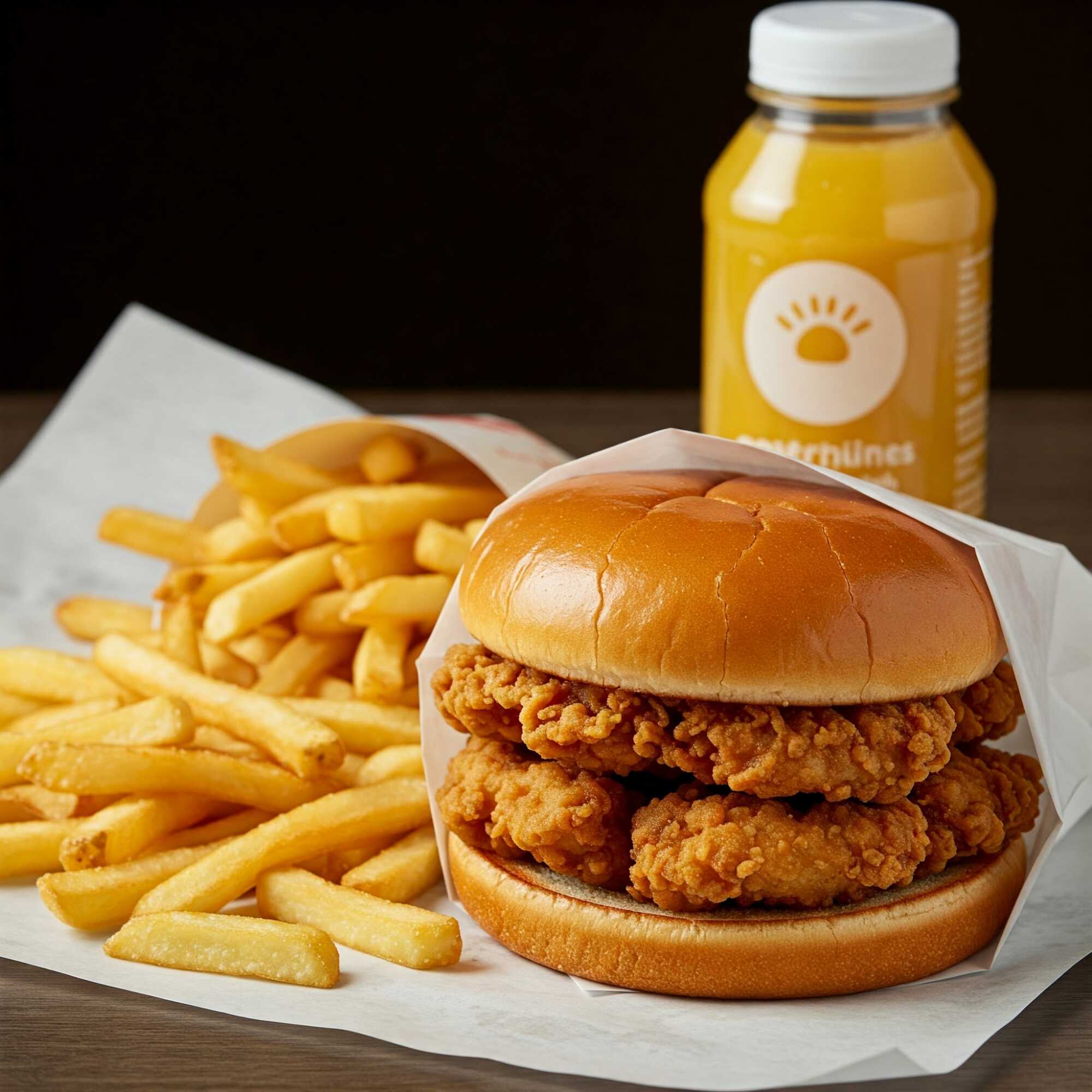 HAMBURGESA CRUJI POLLO, 1 PAPAS, 1 BEBIDA
