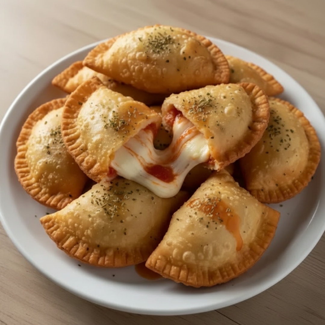 Pastel Napolitano Uma Massa Maravilhosa Crocante Com Um Recheio De Musarela Com Presunto Ralado .Frito Na Hora