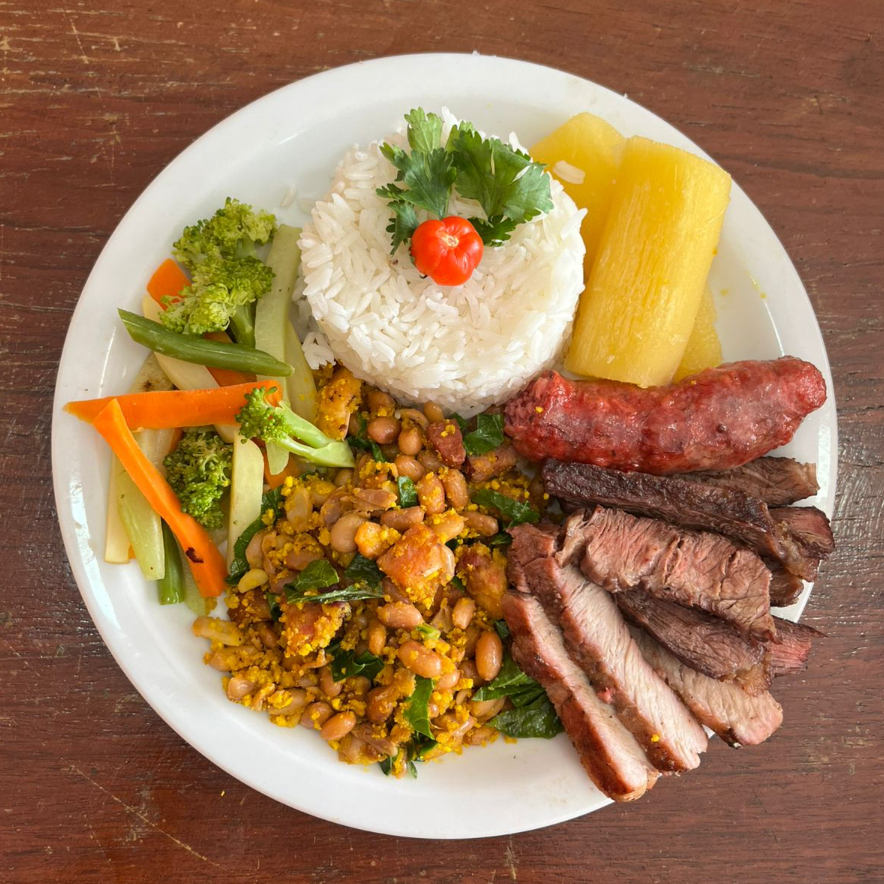 ARROZ - FEIJÃO TROPEIRO - MANDIOCA - CHURRASCO - SELETA DE LEGUMES