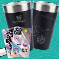 Copo Térmico Stanley personalizado Matte Black | 473ml com adesivos da Moo