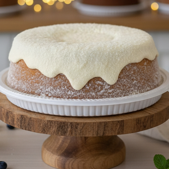 Bolo fofinho coberto com creme de ninho que escorre na medida certa. ✨ Cremoso, leve e inesquecível! *_Serve aprox. 8 fatias (800g)_*