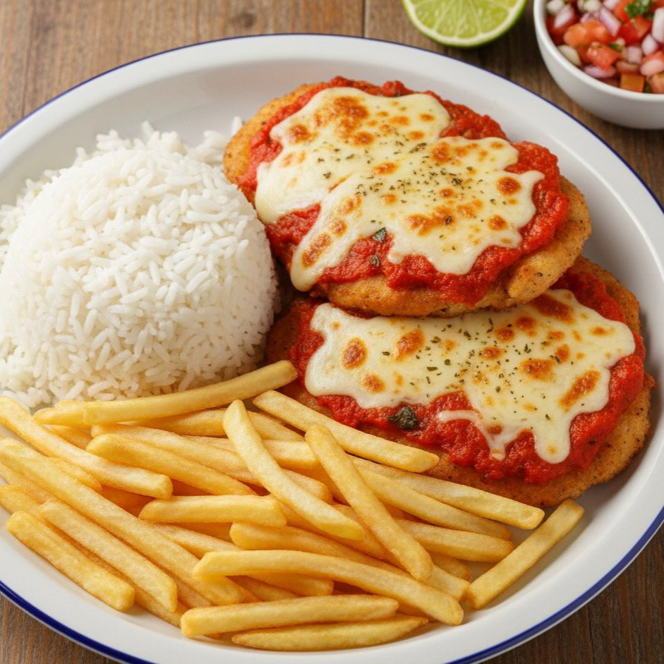 acompanha arroz, feijão, farofa e 1 acompanhamento da sua preferência