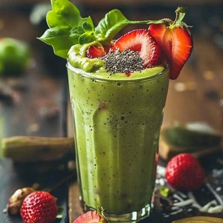 Licuado Fresa + Plátano + Espinaca 500ML.