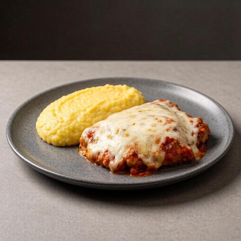 A união perfeita entre crocância e suculência. Corte selecionado de carne bovina, empanado artesanalmente com uma crosta dourada e crocante. Coberto com nosso molho de tomate e uma camada generosa de muçarela derretida e gratinada. Junto de um arroz branco soltinho.