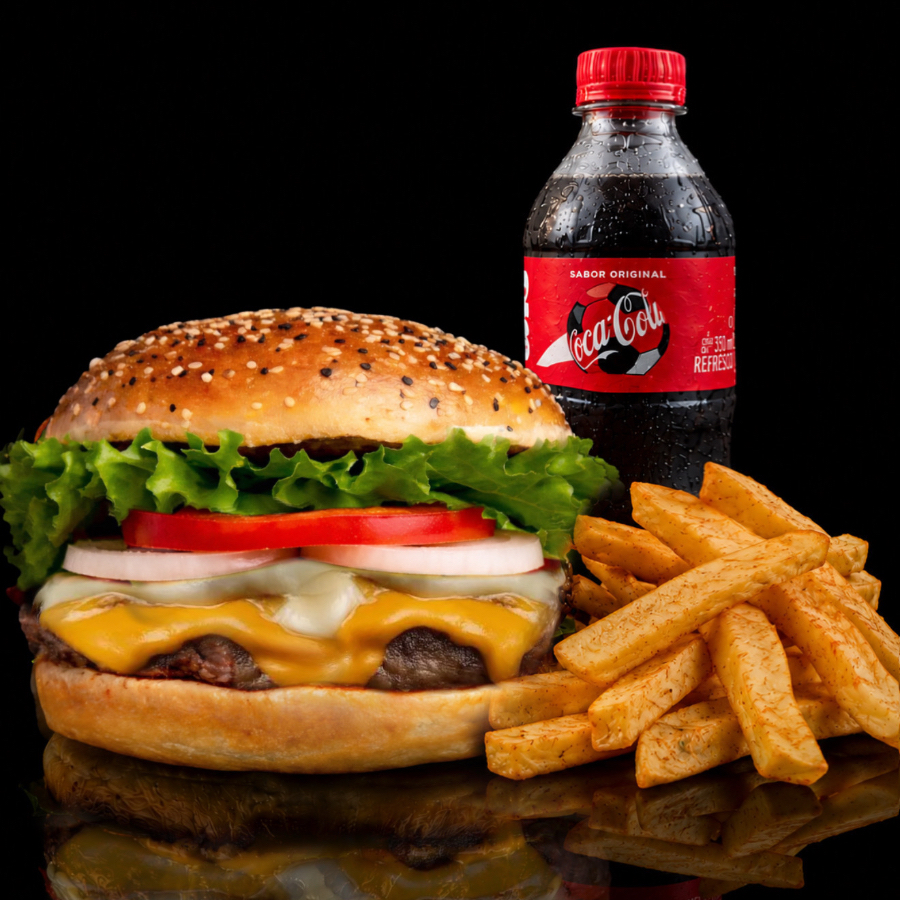 3 Cheeseburger + 3 Papas Francesas + 3 Refresco