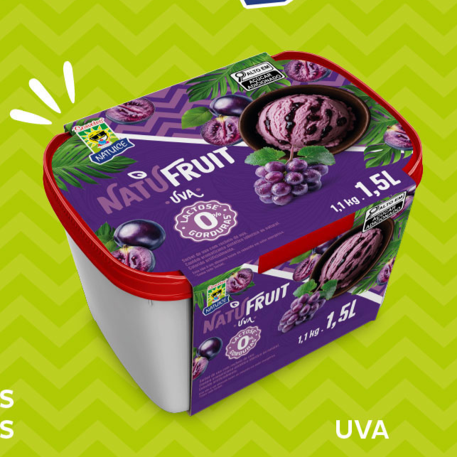 Um sorvete Zero Lactose sabor uva, uma deliciosa opção para os clientes intolerantes, com um sabor refrescante e a cremosidade que só a Natuice tem!
Produtos 0% lactose e 0% gordura, ideais para quem tem restrições alimentares ou busca uma dieta mais equilibrada.
