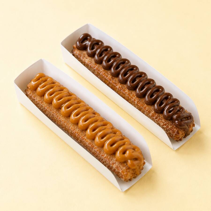 Dois churros clássicos com aquele toque especial: recheio por dentro e por fora! Crocantes, saborosos e com muito mais recheio em cada mordida. O combo ideal pra quem ama o tradicional, mas com capricho dobrado!