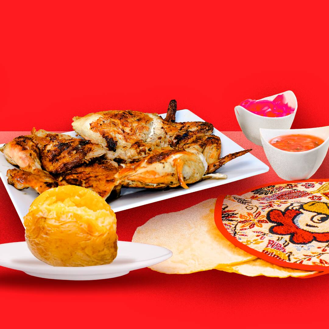 1 Pollo + Papa asada GRATIS