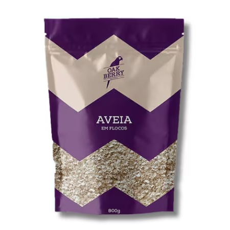 Aveia em flocos Oakberry. Cereal muito nutritivo, rico em cálcio, ferro e proteínas. É fonte de fibras que auxiliam
para o bom funcionamento do intestino. Vegano, sem lactose e sem açúcar. Pacote de 800g