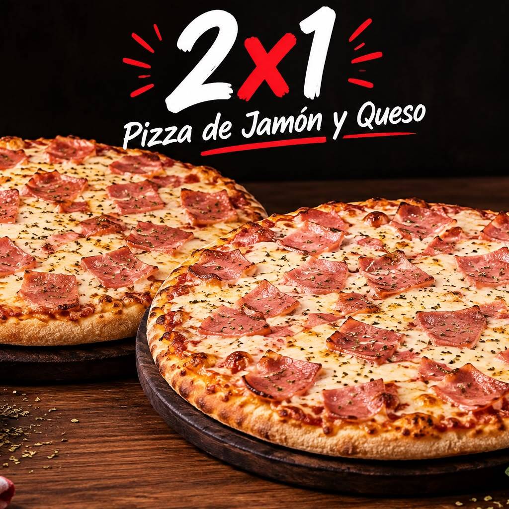 2x1 Pizza Jamon Y Queso 26cm
